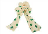 Cream & Green Dot Scrunchie